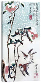 Leinwandbild  Schnee, Mond und Blumen - Utagawa Hiroshige