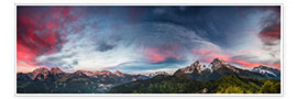 Poster Sonnenuntergang über dem Berchtesgadener Land
