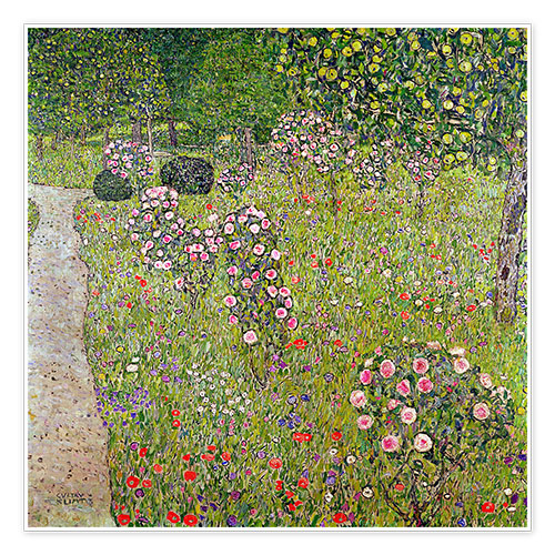 Poster Obstgarten mit Rosen