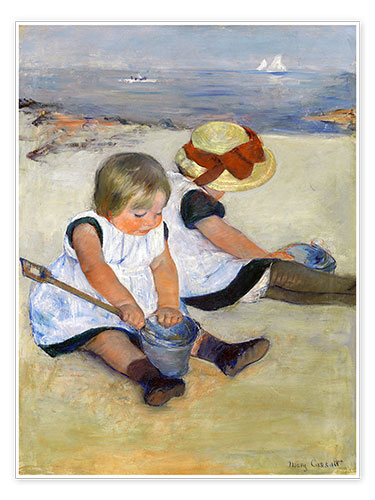 Poster Kinder spielen am Strand