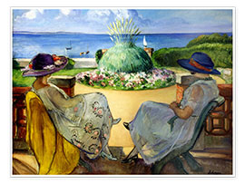 Poster Zwei Frauen auf einer Terrasse am Meer