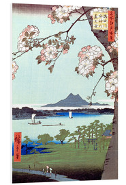 Hartschaumbild  Suijin Schrein und Massaki am Fluß Sumida - Utagawa Hiroshige