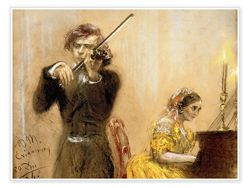 Poster Clara Schumann und Joseph Joachim musizieren