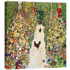 Leinwandbild  Gartenweg mit Hühnern - Gustav Klimt