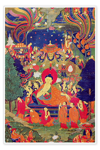 Poster Thangka von Parinirwana des Buddha