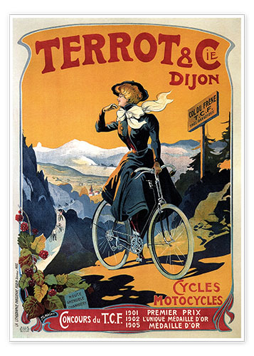 Poster Terrot & Cie Dijon Fahrräder und Motorräder 