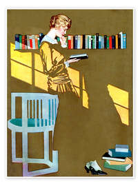 Poster  Lesen vor dem Bücherregal - Clarence Coles Phillips