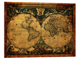 Hartschaumbild  Welt 1664 - Michaels Antike Weltkarten