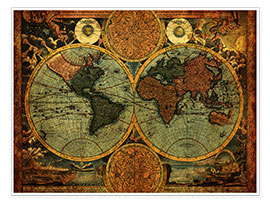 Poster  Welt 1716 - Michaels Antike Weltkarten
