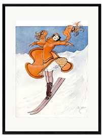 Gerahmter Kunstdruck  Vintage Ski Madl
