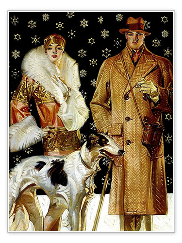 Poster Paar mit Windhund