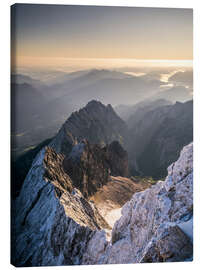 Leinwandbild  Blick über die Alpen von der Zugspitze - Andreas Wonisch