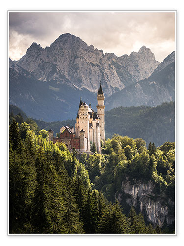 Poster Schloss Neuschwanstein vor den Bergen der Alpen