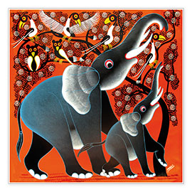 Poster  Elefanten unterm Baum - Mangula