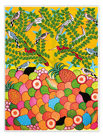 Poster  Früchte und Vögel - Majidu