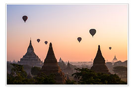 Poster  Ballone und Tempel, Bagan - Matteo Colombo