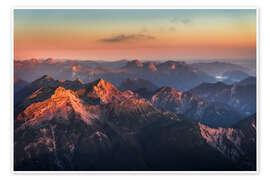 Poster  Alpen Panorama von der Zugspitze zum Sonnenaufgang - Andreas Wonisch