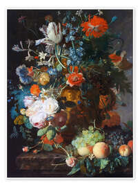 Poster Stillleben mit Blumen und Früchten