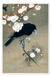 Poster  Krähe und Blüte - Ohara Koson