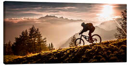 Leinwandbild  Mountainbiker in der Abendsonne - Sandi Bertoncelj