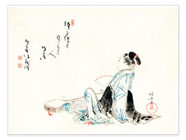 Wandbild  Schönheit wartet auf ihren Liebhaber (Japanisch) - Katsushika Hokusai
