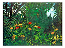 Poster  Exotische Landschaft mit Tiger und Jägern - Henri Rousseau