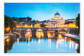 Poster St. Peter und Tiber, Rom