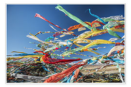 Poster Tibetische Gebetsfahnen im Wind