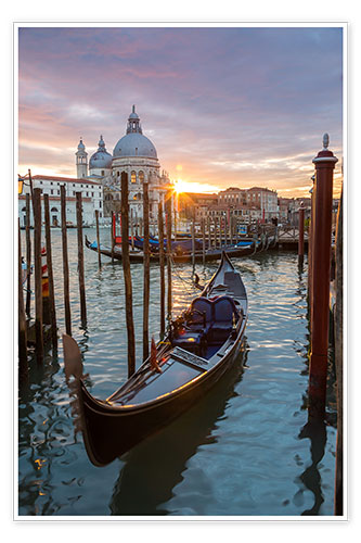Poster Gondel und Basilika, Venedig
