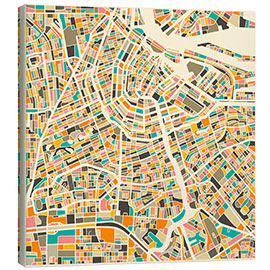 Leinwandbild  Amsterdam Karte bunt - Jazzberry Blue