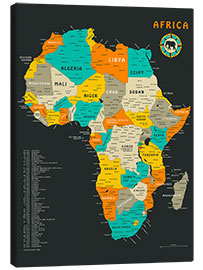 Leinwandbild  Afrika-Karte - Jazzberry Blue