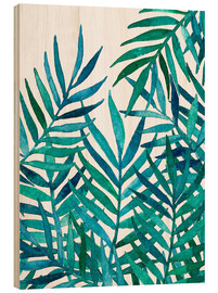 Holzbild  Türkise Palm-Blätter auf Weiß - Micklyn Le Feuvre