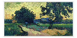 Poster  Feld mit Bäumen, das Schloss von Auvers - Vincent van Gogh