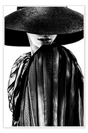 Poster Frau mit schwarzem Hut