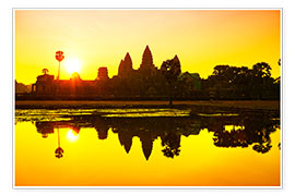 Poster Sonnenaufgang in Angkor Wat in Kambodscha