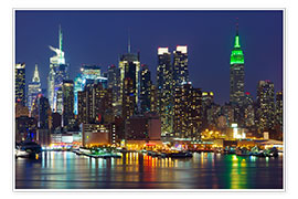 Poster  New York City in der Nacht über dem Hudson River
