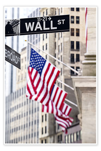 Poster Wall Street-Zeichen mit New York Stock Exchange
