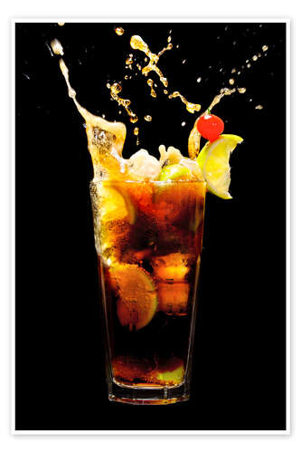 Poster Cuba Libre Cocktail mit Spritzer