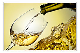 Poster Weißwein im Weinglas