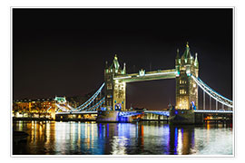 Poster  Tower Bridge in der Nacht
