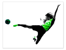 Poster  Fußballerin im Sprung