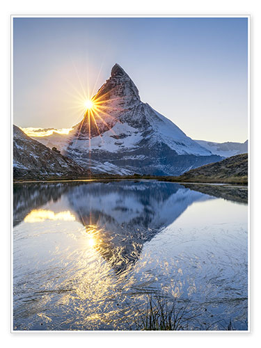 Poster Riffelsee und Matterhorn in den Schweizer Alpen
