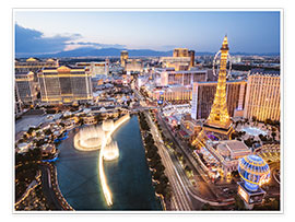 Poster  Blick auf Bellagio Brunnen und dem Strip, Las Vegas, Nevada, USA - Matteo Colombo