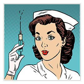Poster Krankenschwester mit Spritze