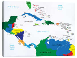 Leinwandbild  Lateinamerika - Politische Karte