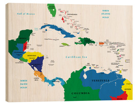 Holzbild  Lateinamerika - Politische Karte