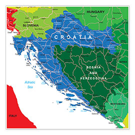 Poster Kroatien - Politische Karte