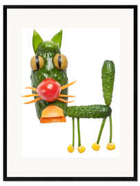 Gerahmter Kunstdruck  Gemüsetierchen - Katze