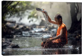 Leinwandbild  Mönch am Wasser