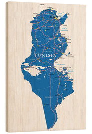 Holzbild  Karte Tunesien